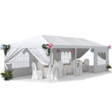 Greesum 10 x 30 Outdoor Canopy, Gazebo with 8 Removable Sidewalls, Outside Waterproof Wedding Canopies for Events, White Greesum