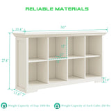 OSCHF Cube Shelf Bookcase with Base - Wooden 2 Tiers Floor Standing Low Storage Cabinet for Home and Office, 8-Cube Lattice Bookshelf, Warm White OSCHF