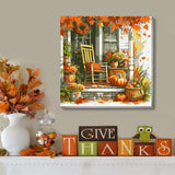 VIGEGU 4 Pack Thanksgiving Paint by Numbers Kit for Adults with Framed,Fall Pumpkin Paint by Number with Wooden Easel DIY Autumn Scarecrow Truck Adult Paint by Number Kits for Wall Decor 10x10in VIGEGU