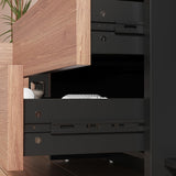 ECACAD 78.7" Modern TV Stand for TVs up to 80", Two-Tone Entertainment Center Media Console TV Table with 2 Drawers, 2 Doors & Hidden Compartments, Brown and Black ECACAD