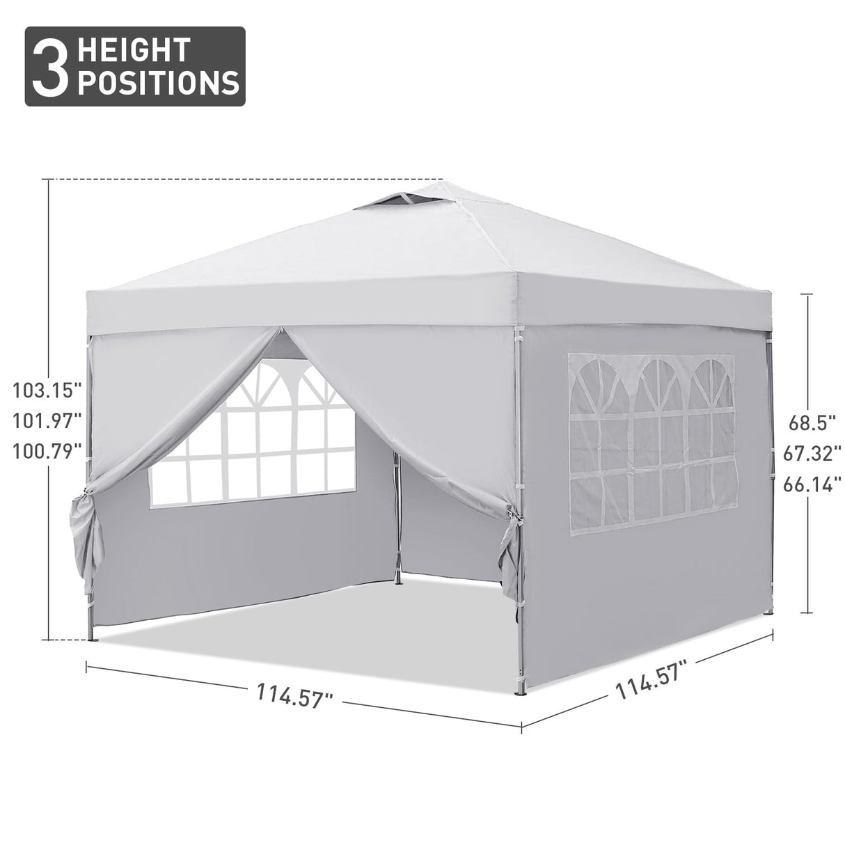 GDY 10x10ft Pop-up Paint Tent,Pop Up Canopy Tent with Sidewalls, Instant Shelter Portable Outdoor Canopies with 4 Removable Side Walls, (White GDY