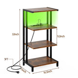 X-cosrack 4-Tier AV Media Stand with Power Strips,Wooden Corner TV Stand Shelf with LED Lights,Stereo Component Cabinet Audio Rack Stand Tower Ideal for DVD Players,Game Console TV Box,Cable Box,Xbox X-cosrack