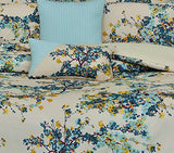 Tribeca Living Floral Printed King Cotton Sateen Duvet Cover Set, 300 Thread Count, Oversized, Five Piece Set Includes Duvet Cover, Sham Pillowcases and Decorative Pillows, Casablanca/Beige Tribeca Living