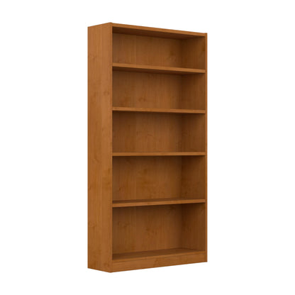 Bush Furniture Universal Tall 5 Shelf Bookcase in Natural Cherry - WoodArtSupply