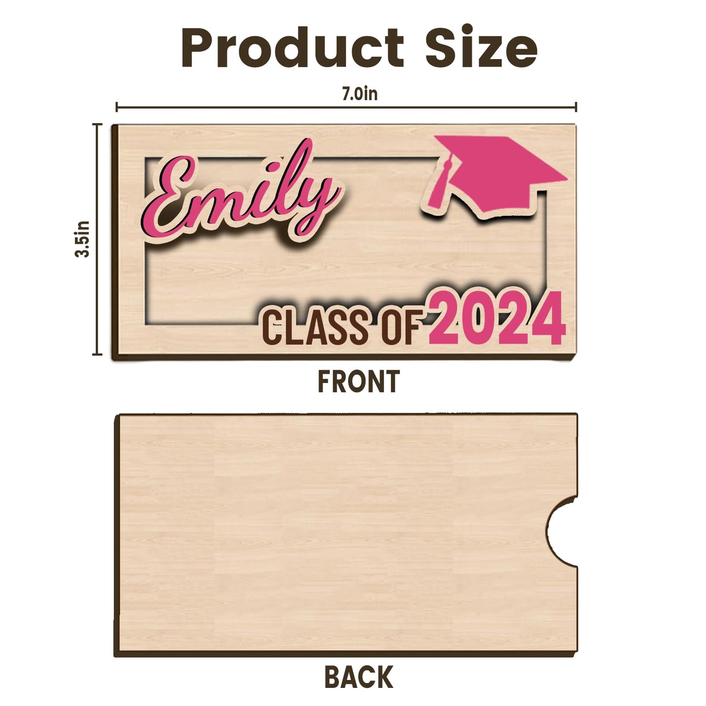 Personalized Graduation Money Holder - Custom Name Wooden Graduation Card Box Cash Holder, Class of 2024 Senior Graduation Gifts for Him or Her - WoodArtSupply