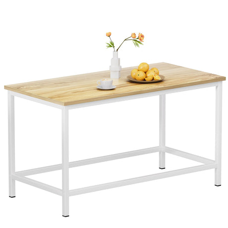 SAYGOER Small Rectangular Coffee Table Simple Modern Open Design Minimalist Center Table for Living Room Small Spaces, Easy Assembly, 31.5 x 15.7 x 17.7, Oak White SAYGOER