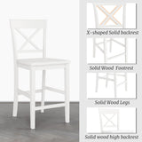 Cozyman Counter Height Bar Stools Set of 2, 24" H Wooden Counter Stools with Back and Footrest, X-Back Farmhouse Barstools for Kitchen Island, Home Bar, White Cozyman