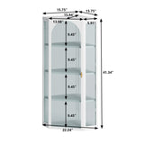 Glass Door Wall Mounted Corner Cabinet with Featuring Four-Tier Storage for Bedroom, Living Room, Bathroom, Kitchen, White Wetiny