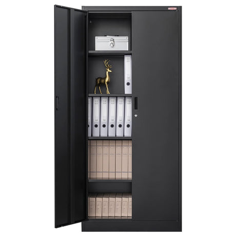 BESFUR Metal Storage Cabinet 71-inch Tall, Large Garage Locker with Adjustable Shelves & Locking Doors, Steel File Cabinet for Office, Pantry, Home (Black) BESFUR