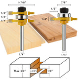 Tongue and Groove Router Bit Tool Set with Adjustable 1/4 Inch Shank T Shape Wood Milling with 45 Degree Lock Miter Router Bit 3/4 Inch Stock Joint Router Bit for Wood Drawer, Window, Cupboard Helovmine