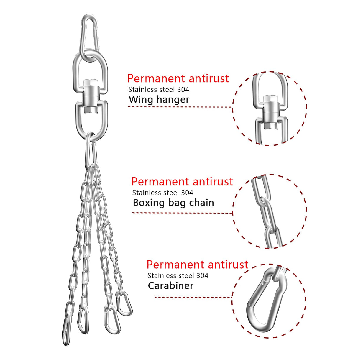 YORWHIN Punching Bag Hanger, Heavy Bag Chain, Silver, YOO57G0322SD YORWHIN
