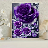 STGLCR Rose Diamond Painting Kits for Adults Purple Rose DIY 5D Diamond Art Kits Full Drill Diamond Dots Flowers Paintings with Diamonds Gem Art and Crafts Home Decor 12x16inch STGLCR
