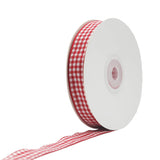 Red and White Gingham Ribbon, 5/8" x 25Yd Roll Picnic Craft Red Buffalo Ribbon for Crafts Hair Accessories and Christmas Gift Wrapping,5/8 Inch Polyester Woven Edge +60" Tape Measurement DAYEDZ