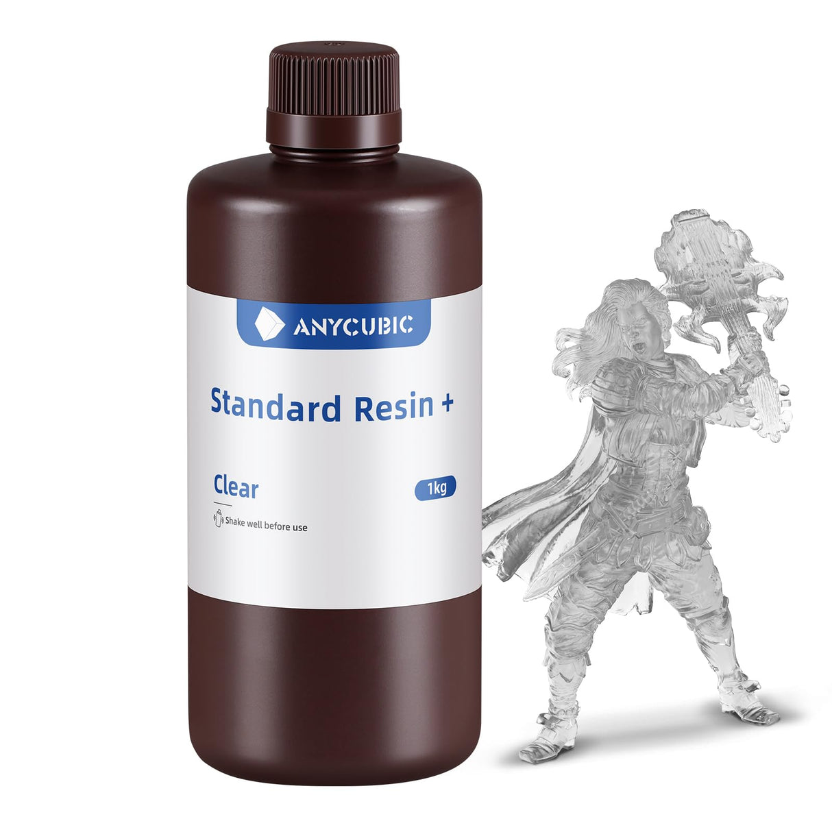 ANYCUBIC Standard 3D Printer Resin Plus, 405nm SLA Fast UV-Curing Resin, High Precision & Rapid Photopolymer for 8K/14K/16K Capable LCD/DLP/SLA 3D Printing (Clear, 1000g) ANYCUBIC