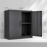 IRONFFICE Metal Wall Cabinet,Black Garage Wall Cabinet with 2 Doors,Hanging Storage Cabinets with Handle,Locking Cabinet with Shelves for Garage,Living Home IRONFFICE