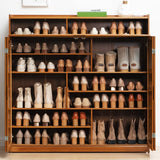 wrdela 7 Tier Bamboo Shoe Storage Cabinet, Freestanding Shoe Rack with Doors, Shoe Cabinet with 1 Flip Drawers Shoe Organizer for Entryway Slim, Hallway, Bedroom (Brown - Flip) wrdela