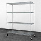 CAPHAUS Heavy Duty NSF Commercial Adjustable Shelves Wire Shelving with Wheels & Feet, Kitchen & Garage Storage, 4-Tier Silver Grey 60 x 24 CAPHAUS