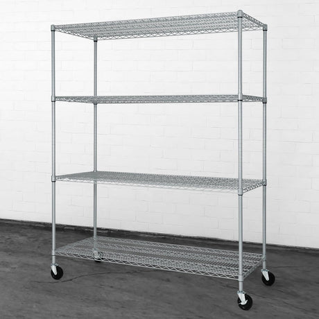 CAPHAUS Heavy Duty NSF Commercial Adjustable Shelves Wire Shelving with Wheels & Feet, Kitchen & Garage Storage, 4-Tier Silver Grey 60 x 24 CAPHAUS