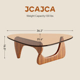 JCAJCA Coffee Table for Living Room Mid Century Modern Center Table with Glass Top and Wood, Brown/Walnut JCAJCA