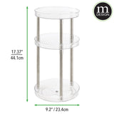 mDesign Spinning 3-Tier Lazy Susan 360 Rotating Makeup Organizer Storage Tower - Beauty Cosmetic Organization Caddy for Bathroom Vanity, Countertop, Makeup Table - Ligne Collection - Clear mDesign