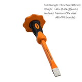 Finder 12-Inch Heavy Duty Flat Chisel with Hand Protection, Flat Head, Demolishing/Masonry/Carving/Concrete Breaker Chisels with Bi-Material Hand Guard FINDER