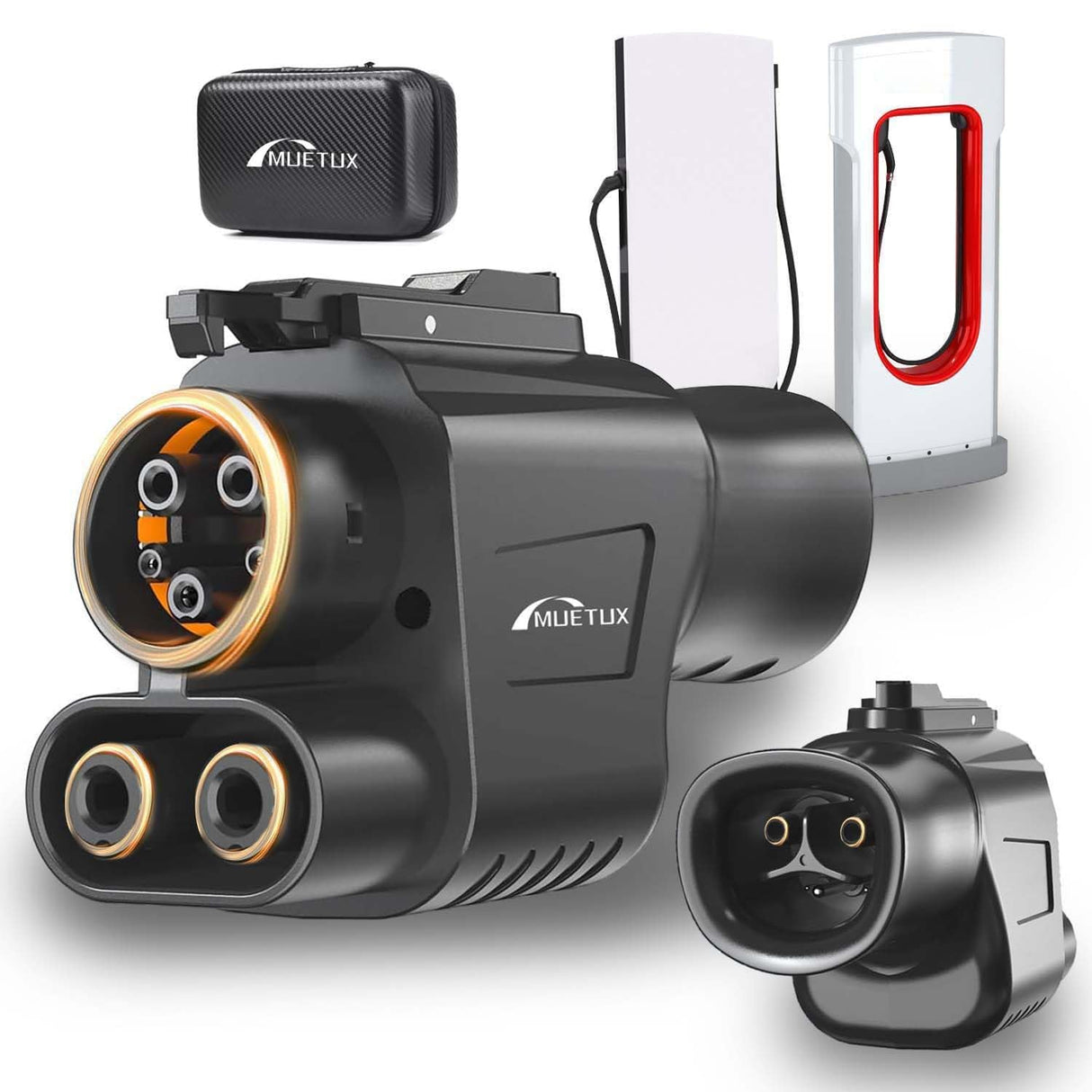 MUETUX Nacs Supercharger to CCS1 Charging Adapter, [Max 500A, 1000V] fit for Rivian,Ford,Mustang,GM EVs,Volvo,Polestar, NACS to CCS Adapter, Tesla Supercharger Adapter,fit for Tesla V1/V2/V3/V4 DC MUETUX