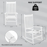 Outvita Outdoor Rocking Chair, Solid Wood High Back Rocker, All Weather Lounge Chair for Porch Patio Fire Pit Garden Backyard Deck Indoor, White Outvita