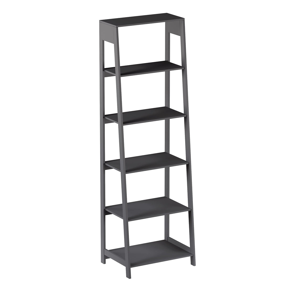 Alaterre Furniture 5-Tier Ladder Bookshelf - Leaning Decorative Shelves for Display - Wood Shelf for Living Room, Bathroom, and Kitchen Storage (Gray) Alaterre Furniture