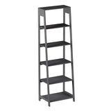 Alaterre Furniture 5-Tier Ladder Bookshelf - Leaning Decorative Shelves for Display - Wood Shelf for Living Room, Bathroom, and Kitchen Storage (Gray) Alaterre Furniture