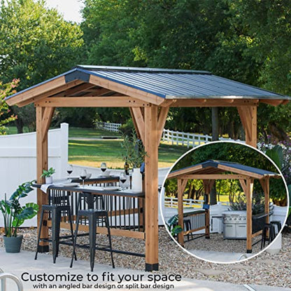 Backyard Discovery Granada Grill Gazebo Pavilion w/Outdoor Bar, 80" Grill Space, Hard Top Steel Metal Roof, Wind Resistant - 100 mph, Supports 4,700 - WoodArtSupply