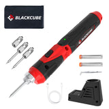 BLACKCUBE 4V Cordless Soldering Iron, Soldering Kit with 2000mAH Rapid Heat Lithium-Ion Battery and Solder Tips, LED Spotlight & Rechargeable Soldering Iron Kit, Professional Portable Welding Tool BLACKCUBE