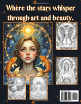 the zodiac veil: A Grayscale Coloring Book of Fantasy Portraits Inspired by the Signs of the Zodiac Majosta