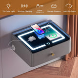 HOMEMORE Smart Nightstand Floating Bedside Table LED Nightstand with Charging Floating Nightstand Bedroom Options for Young People.Grey HOMEMORE