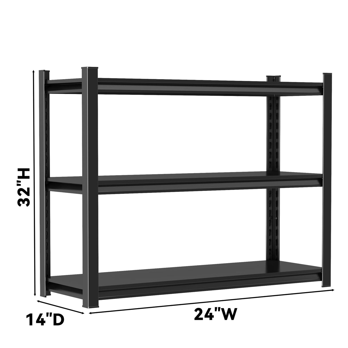 Metallitrend 1500 LBS Storage Shelves,3-Tier Utility Shelves,Metal Storage Shelves,Adjustable Kitchen Shelving Unit,Garage Shelves for Basement, Warehouse, Pantry,24" W x 14" D x 63" H,Black Metallitrend