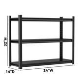 Metallitrend 1500 LBS Storage Shelves,3-Tier Utility Shelves,Metal Storage Shelves,Adjustable Kitchen Shelving Unit,Garage Shelves for Basement, Warehouse, Pantry,24" W x 14" D x 63" H,Black Metallitrend