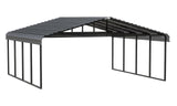 Arrow Carports Galvanized Steel Carport, Double Car Metal Carport Kit, 20' x 24' x 7', Charcoal Arrow