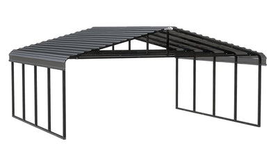 Arrow Carports Galvanized Steel Carport, Double Car Metal Carport Kit, 20' x 24' x 7', Charcoal