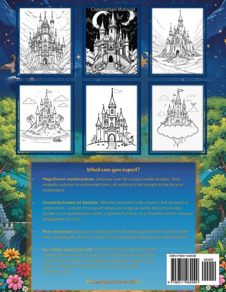 Magical Castles - A coloring book for children and adults: 50+ imaginative designs for your time out, for relaxation and creative breaks (+ 2 bonus designs) (Malbücher - Für Kinder und Erwachsene) Majosta