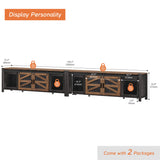 WAMPAT Farmhouse TV Stand for 100 Inch TV with Sliding Barn Door, Set of Two Modern Wood Entertainment Center with Storage Cabinets, Media Console Table for Living Room Bedroom，Dark Walnut and Black WAMPAT