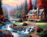 Kaliosy 5D Diamond Art Painting Country Riverside by Number Kits, Paint with Diamonds Art Landscape Forest DIY Full Drill, Crystal Craft Cross Stitch Embroidery Decoration 30x40cm?12x16inch? Kaliosy
