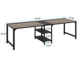 LITTLE TREE 90.5 Inch Large Double Home Office Compuer Desk Two Person Study Table LITTLE TREE