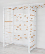 Woodandhearts Swedish Ladder Indoor Kids Gym, Montessori Play Gym Climbing Set, Wooden Indoor Playground for Toddlers with Accessories (with 6 Wall Panels, Big Bridge) Wood And Hearts