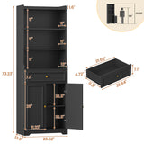 Hasuit Bookshelves and Bookcase with Doors and Drawer & Shelves, 73 in Tall Bookshelf with Storage, Floor Standing 7 Shelf Display Cabinet Bookshelf Storage Cabinet for Home Office, Living Room, Black Hasuit