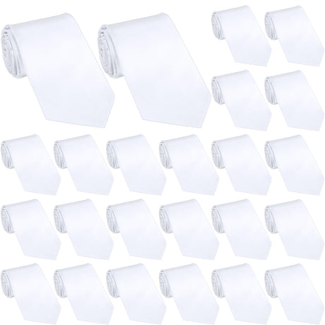 Geyoga 24 Pieces Sublimation Blank Tie for Men Solid DIY Dye White Polyester Neckties Sublimation for Weddings Party Geyoga