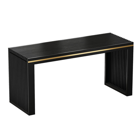 APRTAT Bamboo Dining Bench Indoor Long Bench Entryway Shoe Rack Bench,Outdoor Modern Wood Benches 35 Inch Bamboo Bench for Living Room Hallway Bedroom Bathroom Black Long APRTAT