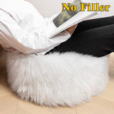 Fur Pouf Ottoman Unstuffed Floor Pouf White Ottoman Foot Rest NO Filler 20x20x12 Inches Round Poof Seat Floor Bean Bag Chair Foldable Floor Chair Storage for Living Room Bedroom White Cover ONLY Asuprui