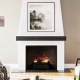 Modern Ember Modern Rustic 60 Inch Wood Mantel Shelf in Charcoal Black Stowe, Wall-Mounted Shelf with Dark Hand Brushed Sand Groove Pattern; for Fireplaces, Hearths & Décor Modern Ember