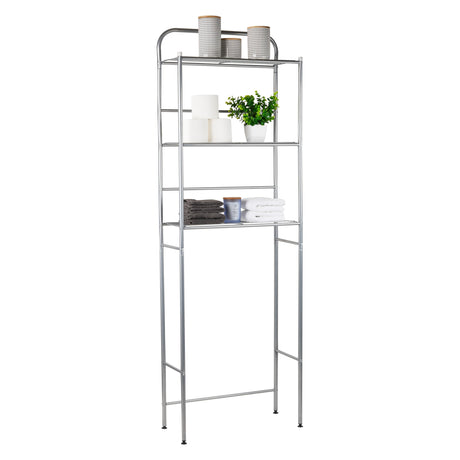 Mind Reader Over The Toilet Storage Rack, Bathroom Organizer, Bathroom Shelves, Metal, 23.5" L x 10.25" W x 70.5" H, Silver Mind Reader