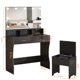 Vabches Makeup Vanity with Lighted Mirror & Power Outlet, White Vanity Set Vanity Desk, Clearance Makeup Vanity 3 Lighting Colors, Brightness Adjustable, 31.5in(W) Vabches