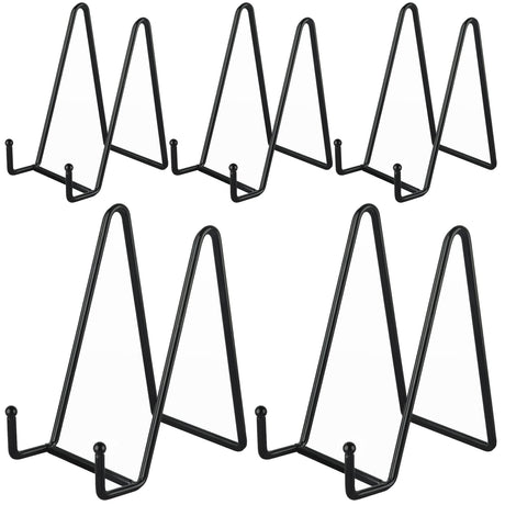 IBosins 5 Pack 6 Inch Plate Holder Display Stands, Metal Black Frame Stand for Picture, Book, Photo Easel, Creation, Collectibles IBosins